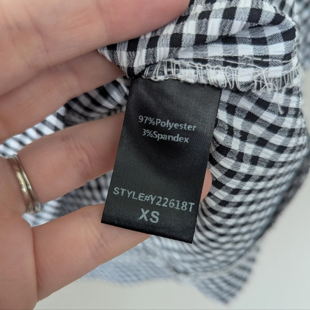 Tuckernuck Pomander Place Black‎ Gingham Malarie Top Puff Sleeve XS